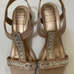 NEW YORK TRANSIT Rose Gold Wedge Sandals, 7M